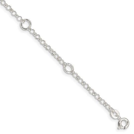 6 Inch Sterling Silver Polished Fancy Rolo Chain Children'S Bracelet