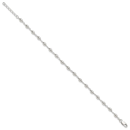 Sterling Silver Fancy Bead Anklet