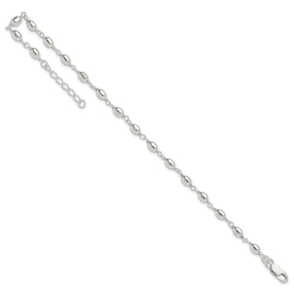 Sterling Silver Fancy Bead Anklet
