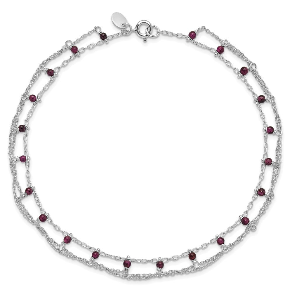 Sterling Silver Rhodolite Garnet Anklet