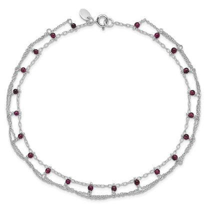 Sterling Silver Rhodolite Garnet Anklet