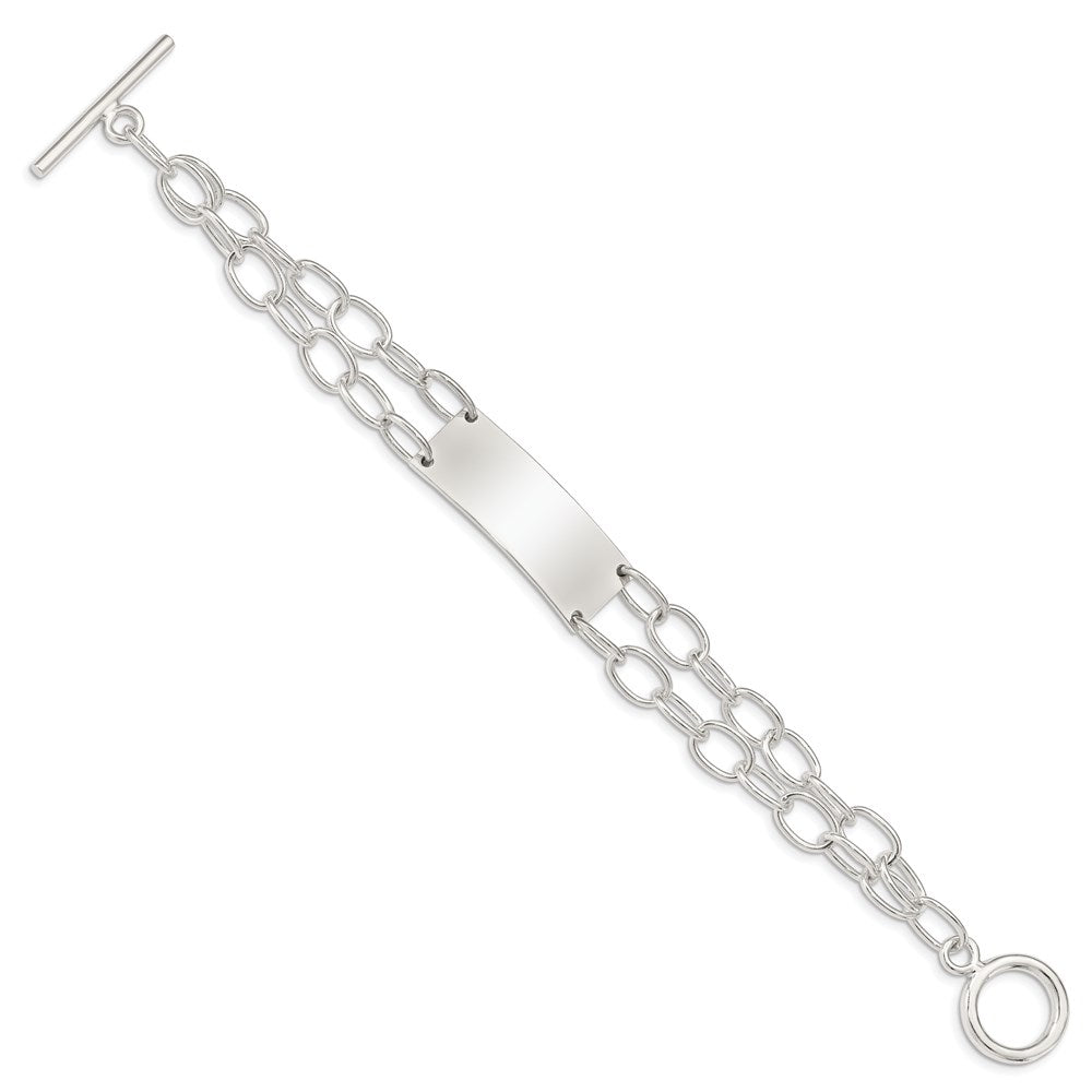 7.25 Inch Sterling Silver Double Strand Oval Link Id Bracelet