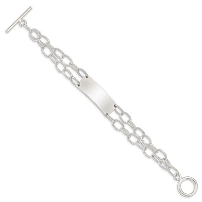 7.25 Inch Sterling Silver Double Strand Oval Link Id Bracelet