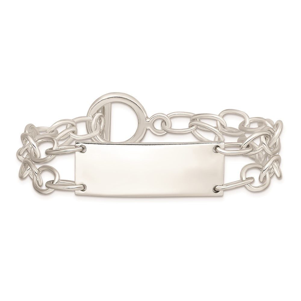 7.25 Inch Sterling Silver Double Strand Oval Link Id Bracelet