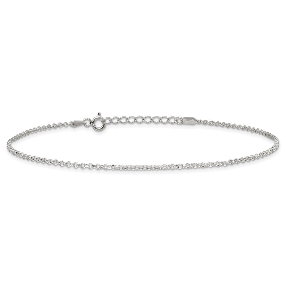 9 Inch Sterling Silver 1.5mm Rolo 9In Plus 1In Ext. Chain Anklet