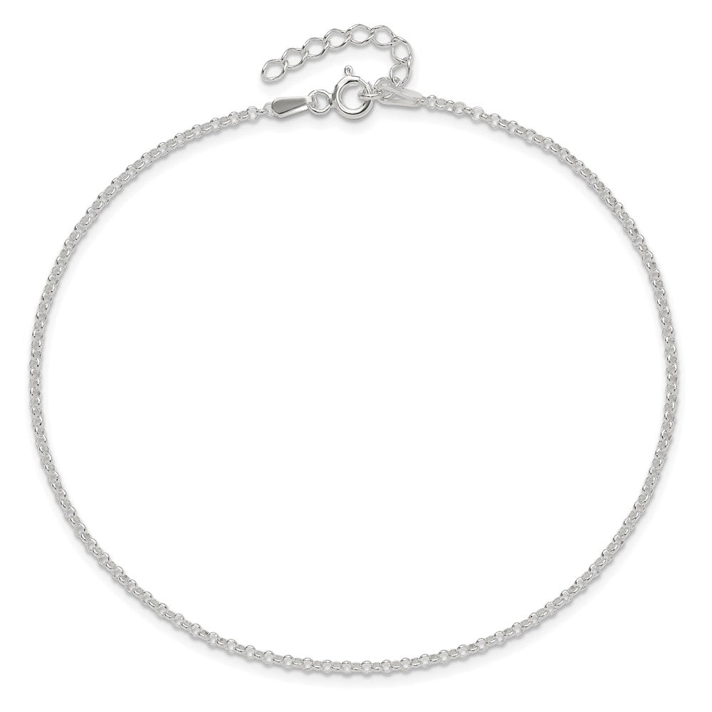 9 Inch Sterling Silver 1.5mm Rolo 9In Plus 1In Ext. Chain Anklet