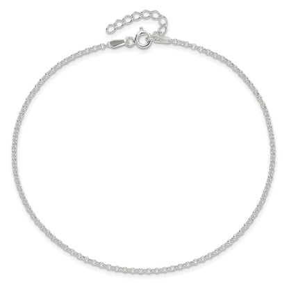 9 Inch Sterling Silver 1.5mm Rolo 9In Plus 1In Ext. Chain Anklet