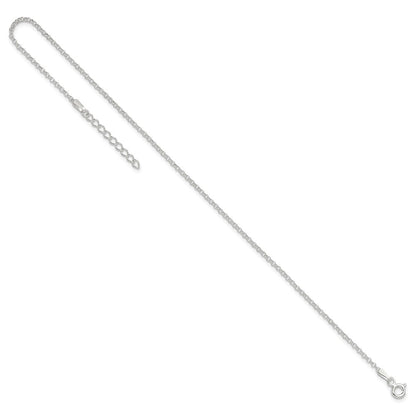 9 Inch Sterling Silver 1.5mm Rolo 9In Plus 1In Ext. Chain Anklet