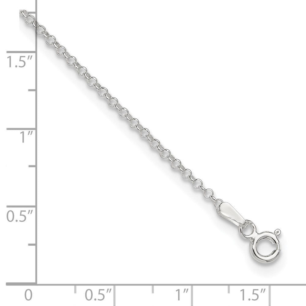 9 Inch Sterling Silver 1.5mm Rolo 9In Plus 1In Ext. Chain Anklet