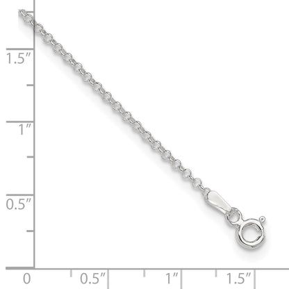 9 Inch Sterling Silver 1.5mm Rolo 9In Plus 1In Ext. Chain Anklet