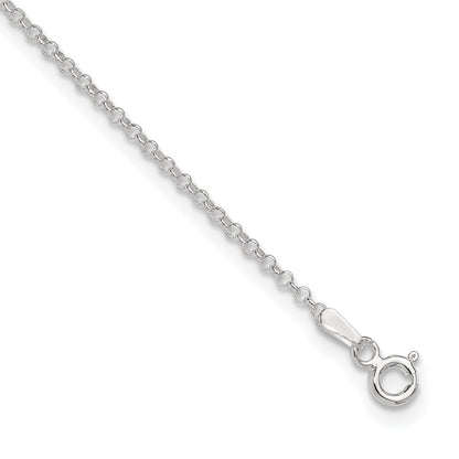 9 Inch Sterling Silver 1.5mm Rolo 9In Plus 1In Ext. Chain Anklet