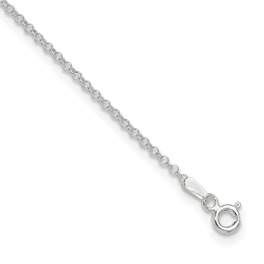 9 Inch Sterling Silver 1.5mm Rolo 9In Plus 1In Ext. Chain Anklet