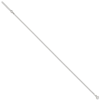 9 Inch Sterling Silver 2mm Rolo 9In Plus 1In Ext. Chain Anklet