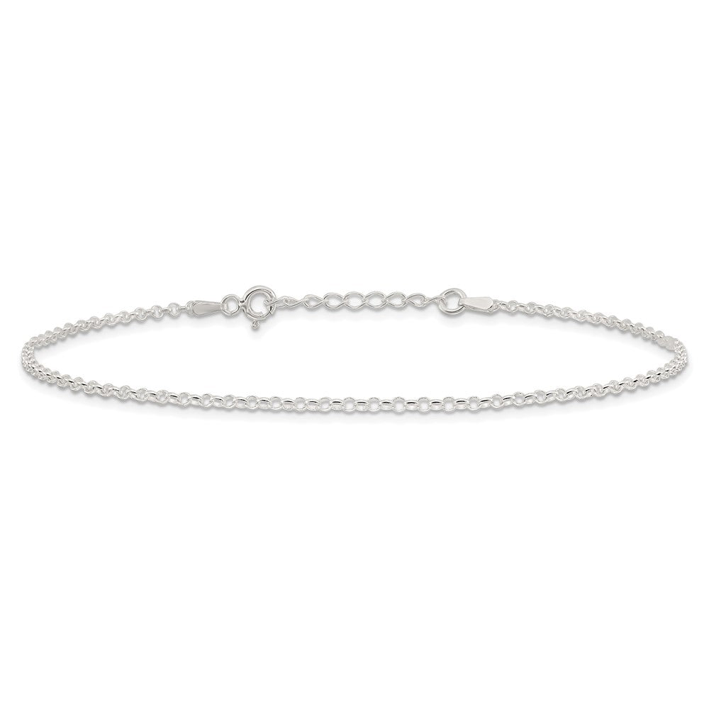 9 Inch Sterling Silver 2mm Rolo 9In Plus 1In Ext. Chain Anklet