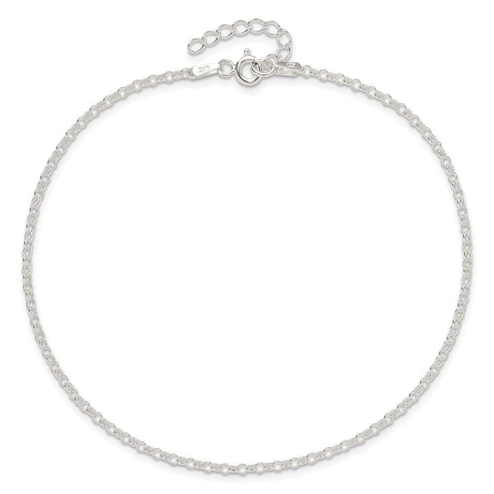 9 Inch Sterling Silver 2mm Rolo 9In Plus 1In Ext. Chain Anklet
