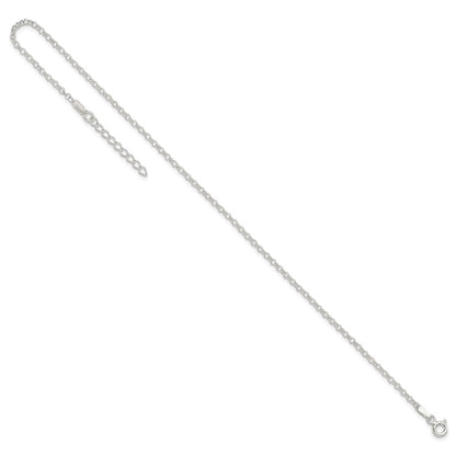 9 Inch Sterling Silver 2mm Rolo 9In Plus 1In Ext. Chain Anklet