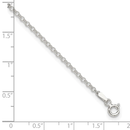 9 Inch Sterling Silver 2mm Rolo 9In Plus 1In Ext. Chain Anklet