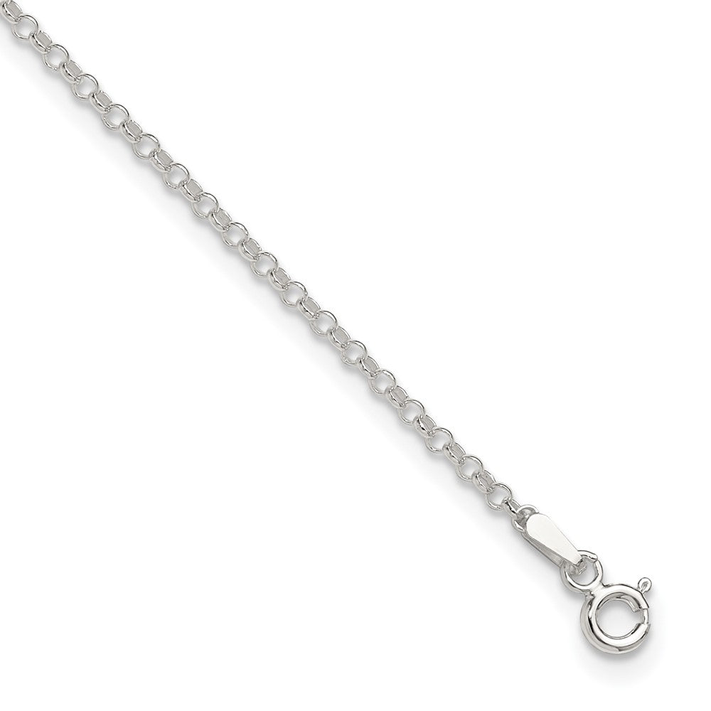 9 Inch Sterling Silver 2mm Rolo 9In Plus 1In Ext. Chain Anklet
