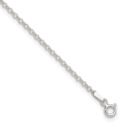 9 Inch Sterling Silver 2mm Rolo 9In Plus 1In Ext. Chain Anklet