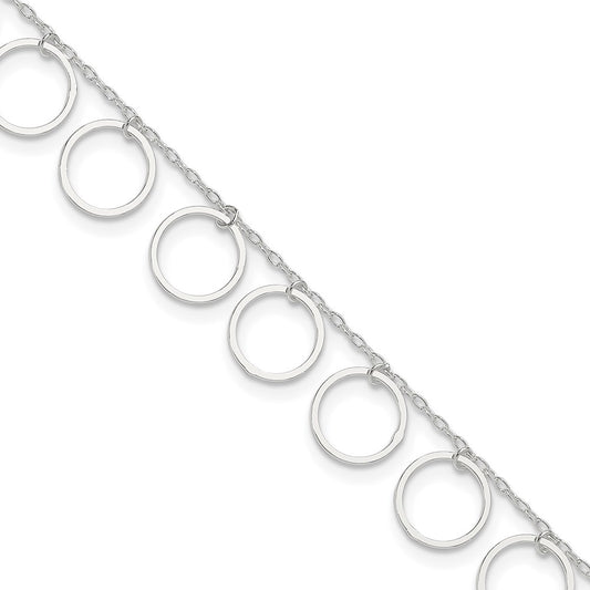 Sterling Silver Dangle Circles Anklet