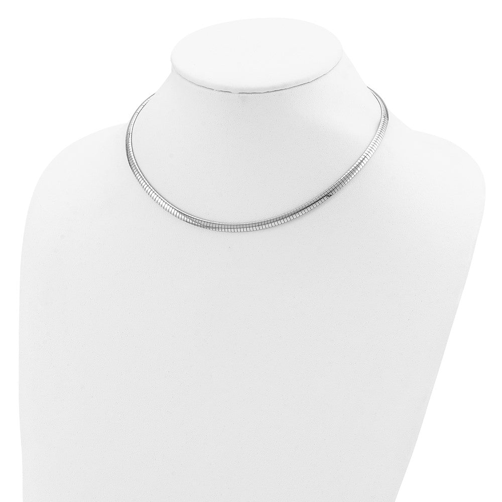 16 Inch Sterling Silver Rhodium-Plated 4mm With A 2 Extention Cubetto Chain Necklace