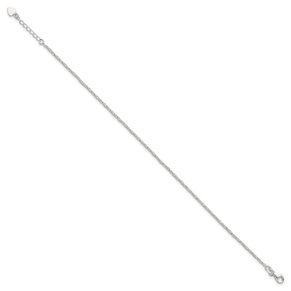 Sterling Silver Polished 9In Plus 1In Ext. Anklet