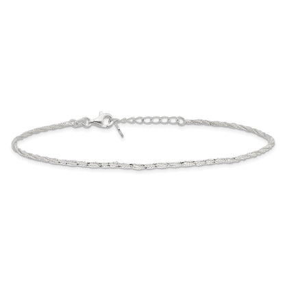 Sterling Silver Polished 9In Plus 1In Ext. Anklet