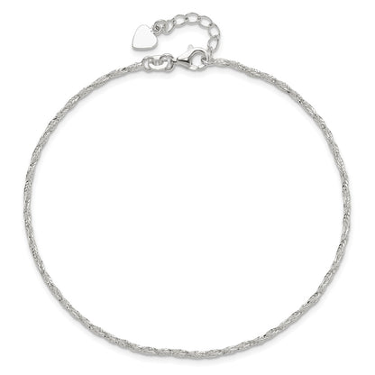 Sterling Silver Polished 9In Plus 1In Ext. Anklet