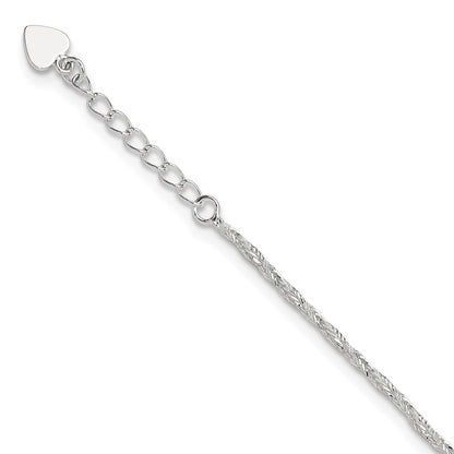 Sterling Silver Polished 9In Plus 1In Ext. Anklet