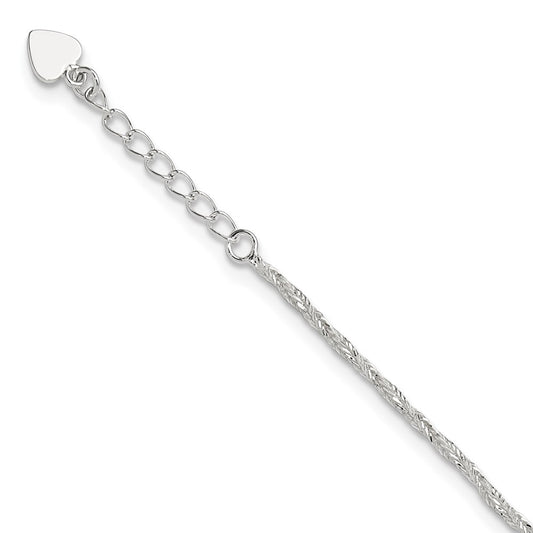 Sterling Silver Polished 9In Plus 1In Ext. Anklet