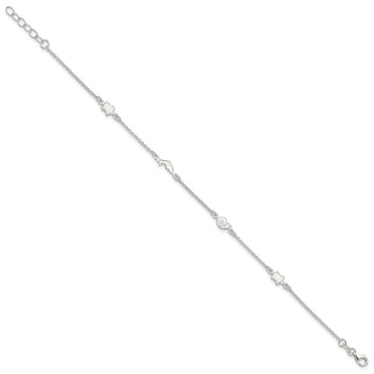 Sterling Silver Polished Animal 9In Plus 1In Ext. Anklet