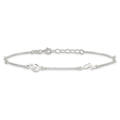 Sterling Silver Polished Animal 9In Plus 1In Ext. Anklet