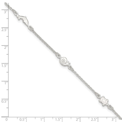 Sterling Silver Polished Animal 9In Plus 1In Ext. Anklet