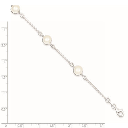 7.25 Inch Sterling Silver Fw Cultured Pearl Bracelet