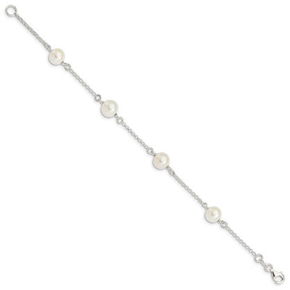 7.25 Inch Sterling Silver Fw Cultured Pearl Bracelet
