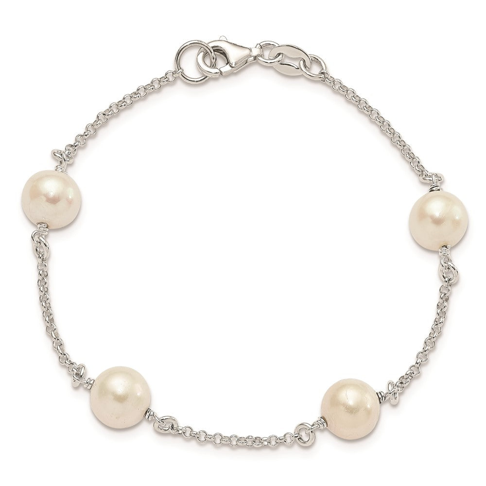7.25 Inch Sterling Silver Fw Cultured Pearl Bracelet