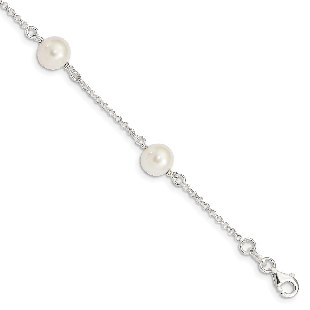 7.25 Inch Sterling Silver Fw Cultured Pearl Bracelet