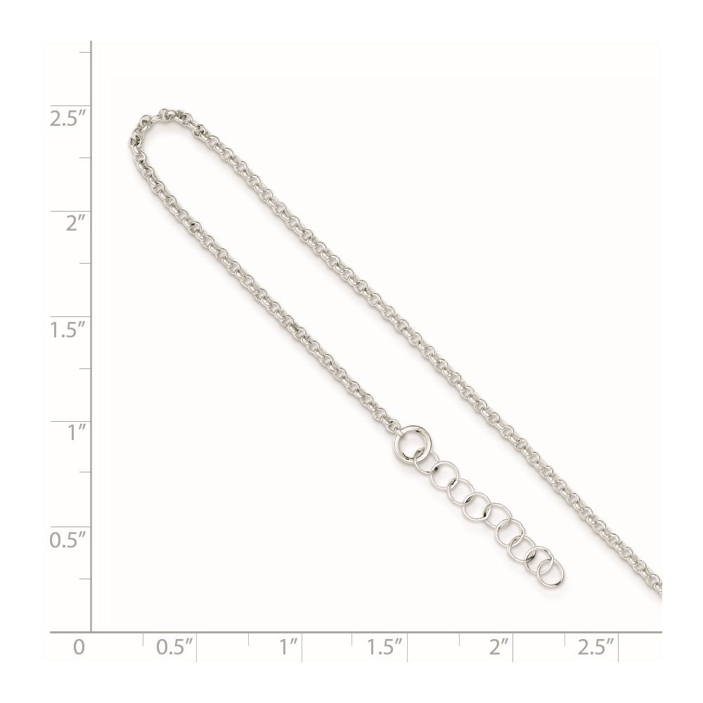 9 Inch Sterling Silver Polished Rolo Chain With 1In Ext. Anklet