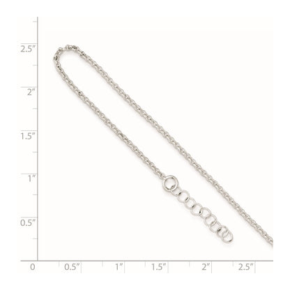 9 Inch Sterling Silver Polished Rolo Chain With 1In Ext. Anklet
