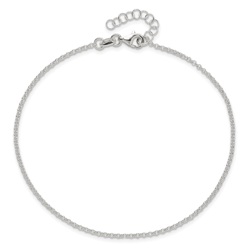 9 Inch Sterling Silver Polished Rolo Chain With 1In Ext. Anklet