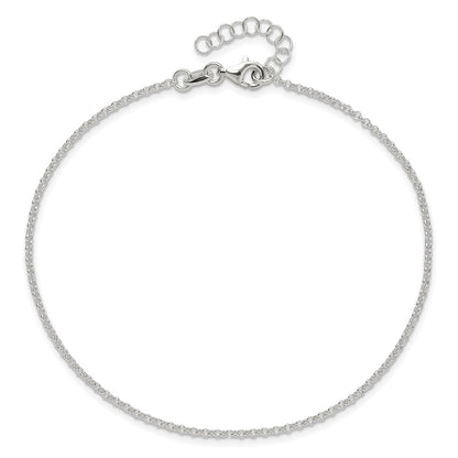 9 Inch Sterling Silver Polished Rolo Chain With 1In Ext. Anklet