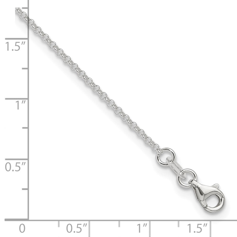 9 Inch Sterling Silver Polished Rolo Chain With 1In Ext. Anklet