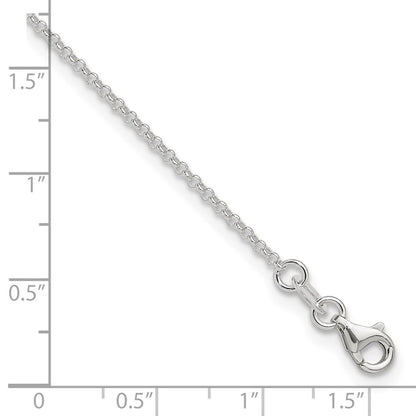 9 Inch Sterling Silver Polished Rolo Chain With 1In Ext. Anklet