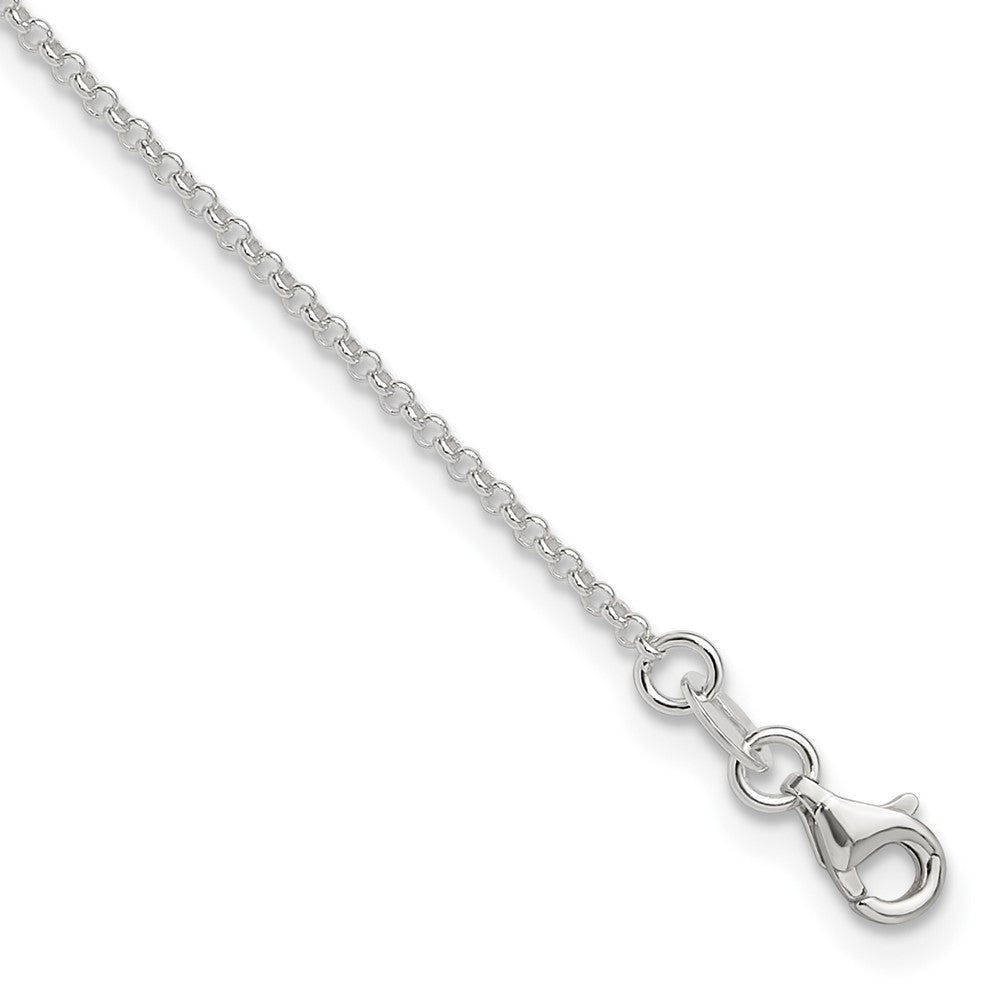 9 Inch Sterling Silver Polished Rolo Chain With 1In Ext. Anklet