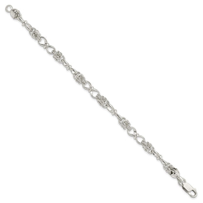 7.5 Inch Sterling Silver Polished And Textured Fancy Bracelet