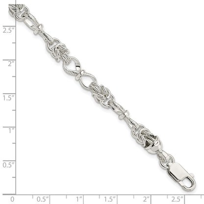 7.5 Inch Sterling Silver Polished And Textured Fancy Bracelet