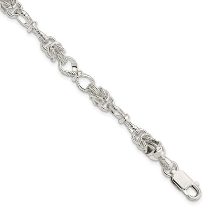 7.5 Inch Sterling Silver Polished And Textured Fancy Bracelet