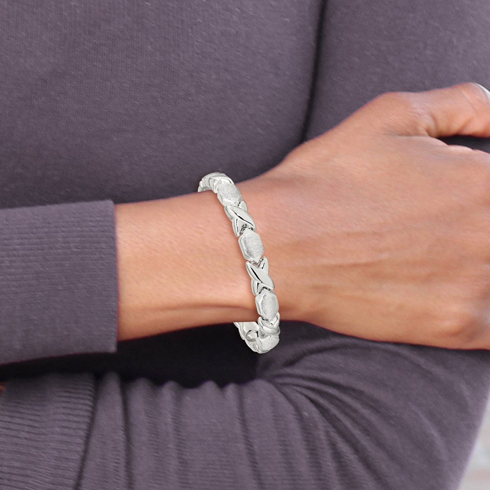 Sterling Silver Polished And Satin X O Bracelet