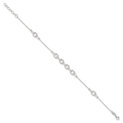 Sterling Silver Polished W/1In. Ext. Fancy Link Anklet