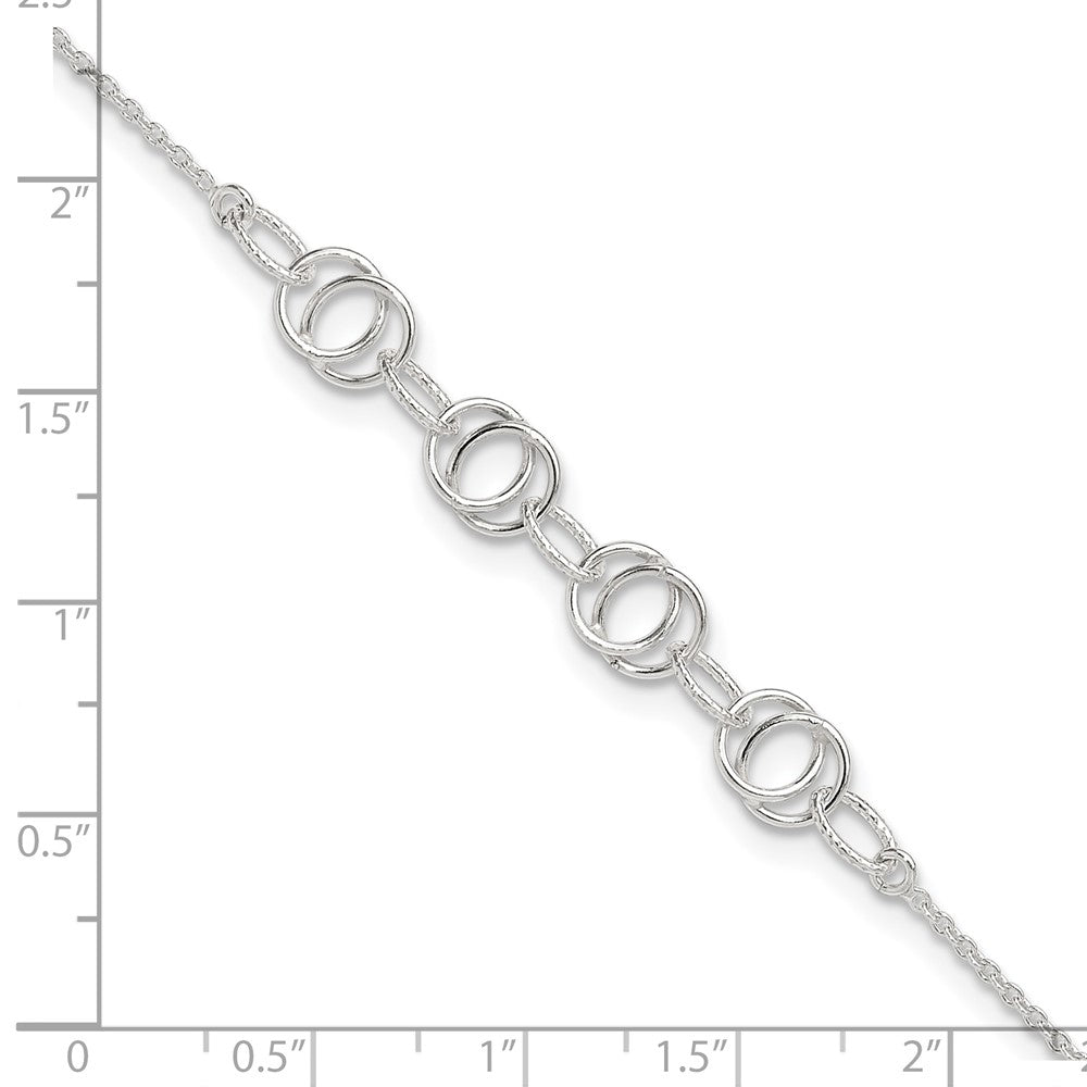 Sterling Silver Polished W/1In. Ext. Fancy Link Anklet